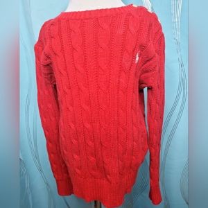 Ralph Lauren Toddler Girl Red Cable Knit Sweater
